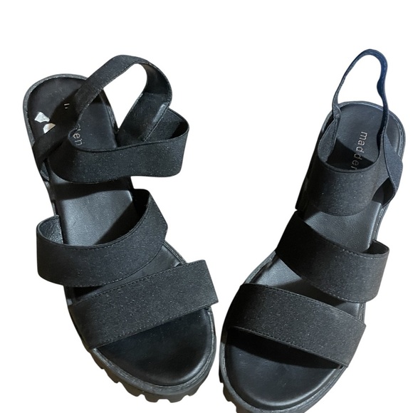 Madden Girl Black Platform Strap Chunky Heels - Picture 3 of 8